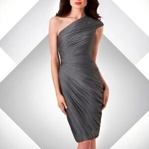 BRAND NEW BARI JAY ONE SHOULDER STRAP PLEATED BODYCON SHEATH DRESS